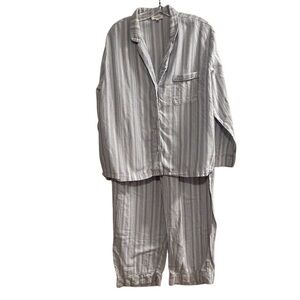 Haven Well Within Women's Striped Pajama Set XL Blue White Organic Cotton